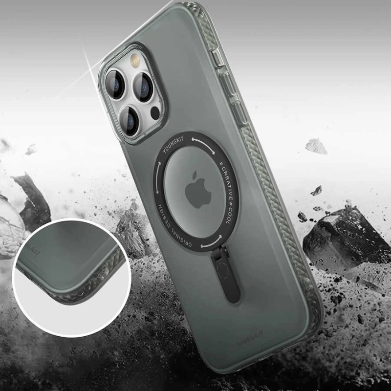 More TR Apple iPhone 13 Pro Max Kılıf Magsafe Şarj Özellikli Youngkit Rock Serisi Kapak