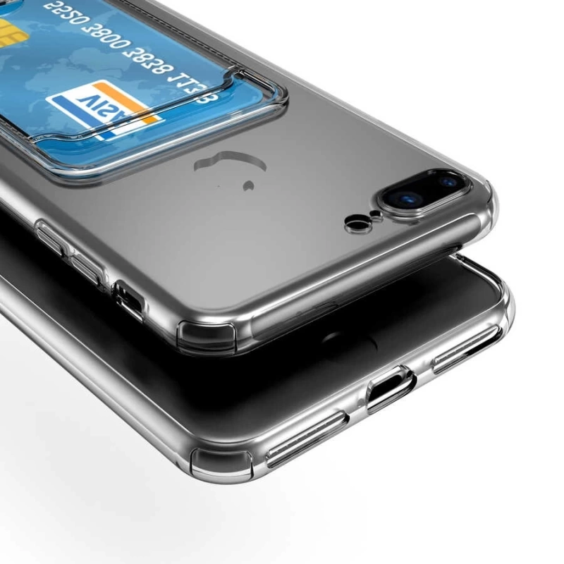 More TR Apple iPhone SE 2020 Kılıf Kartlıklı Şeffaf Zore Setra Clear Silikon Kapak