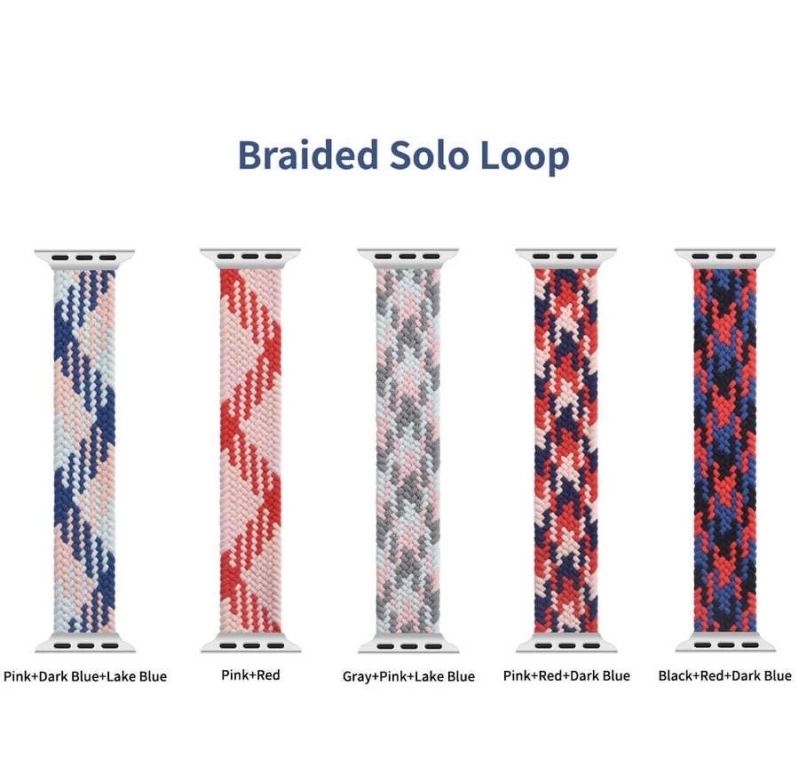More TR Apple Watch 38mm Wiwu Braided Solo Loop Contrast Color Medium Kordon