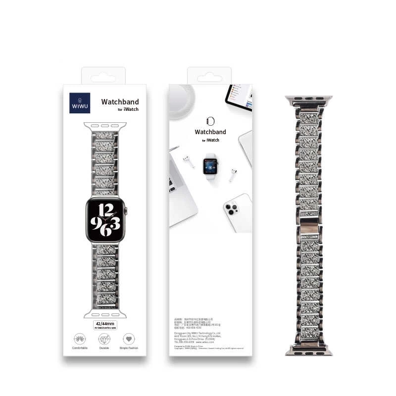 More TR Apple Watch Ultra 49mm Kordon Wiwu Three Beads Set Auger Metal Strap Kayış
