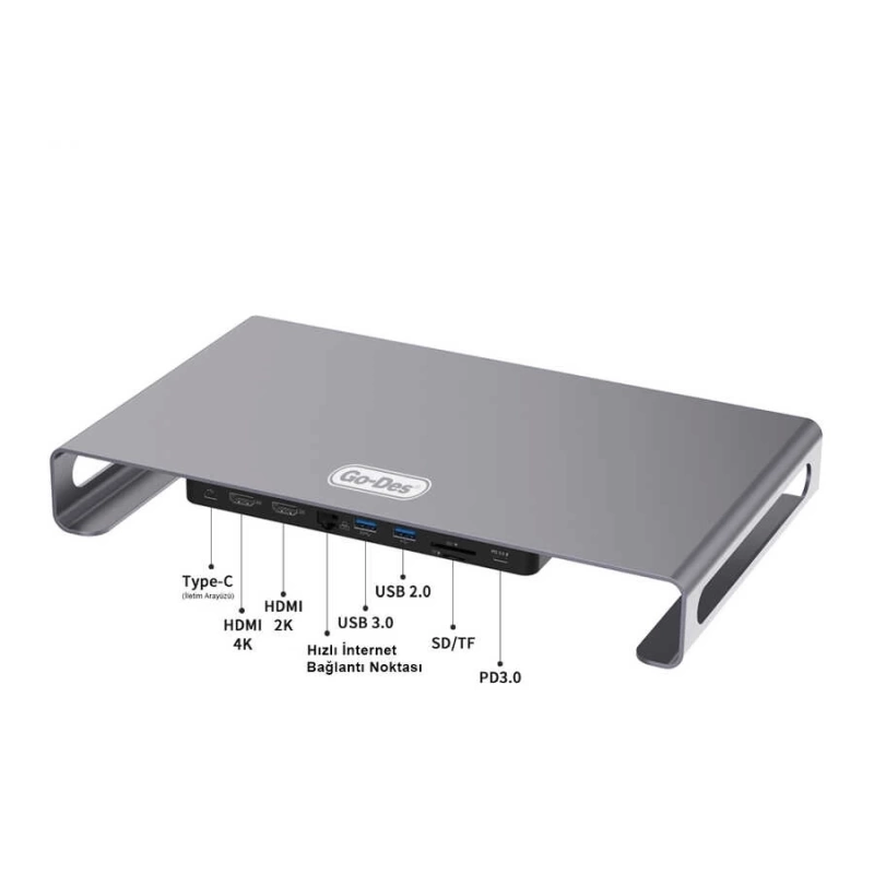 More TR Go Des GD-9126 Hub Destekli Laptop Standı Docking Station Stand