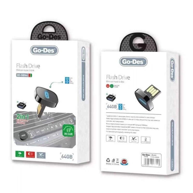 More TR Go Des GD-GB066 2 in 1 Led Işıklı Araç İçi Mini Flash Disk 64 Gb Type-C OTG Hediyeli