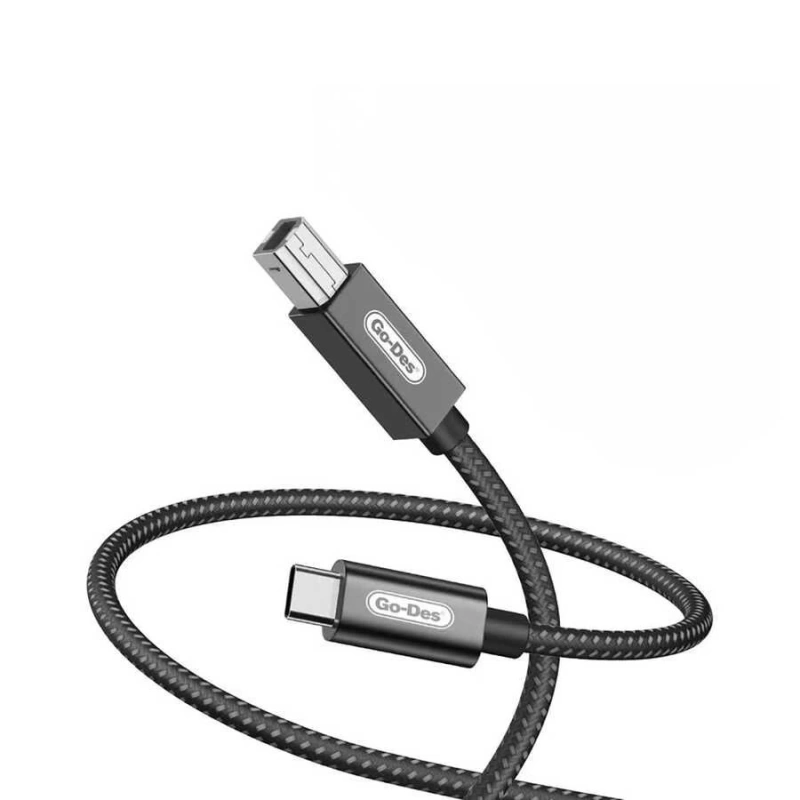 More TR Go Des GD-HM837 Type-C to USB-B 2.0 Örgülü Yazıcı Kablosu 2M