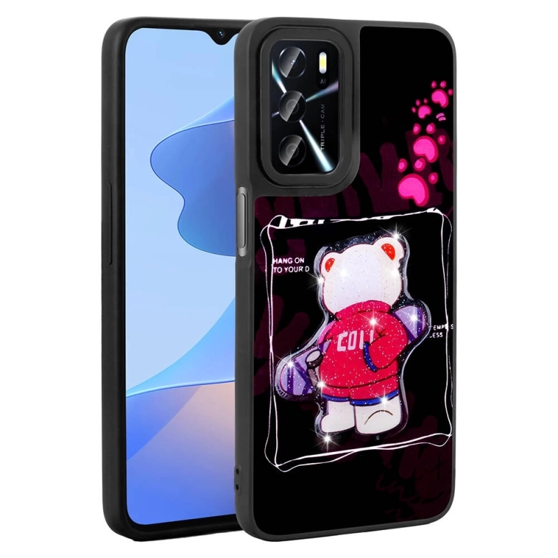 Oppo A16 Case Shining Embossed Zore Amas Silicone Cover with Iconic Figure