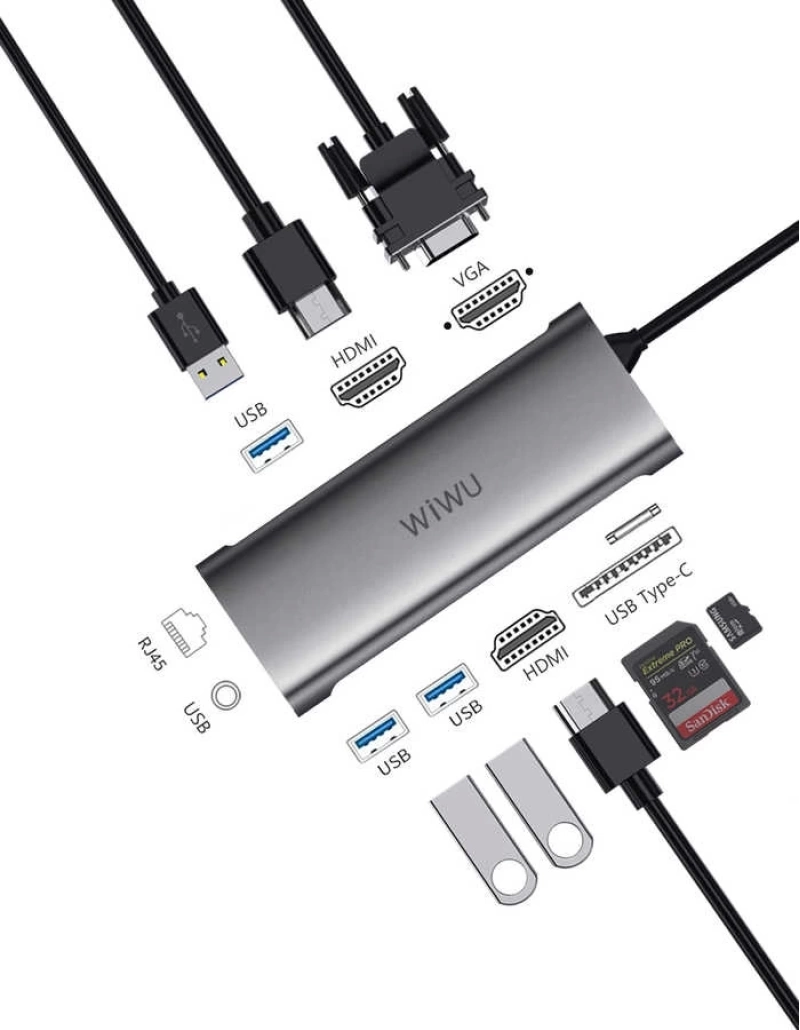 Wiwu Alpha 11312H 11 in 1 Type-C Hub