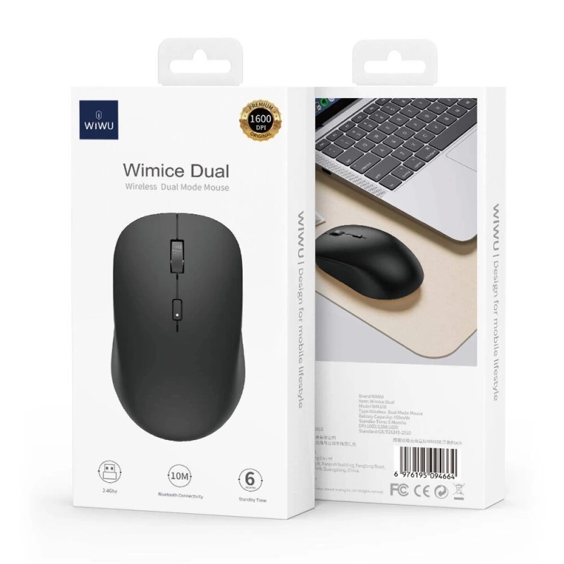 Wiwu WM108 Wimice 1600 DPI Bluetooth Ve Wireless Dual Mod Kablosuz Mouse