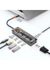 ALLY 6in1 Type-c To USB3.0 + USB2.0 + Type-c PD 100W + HDMI + VGA + 3.5mm  Çoğaltıc Transparanı Hub