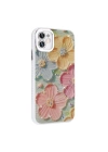 Apple iPhone 11 Kılıf Çiçek Desenli Parlak Taşlı Sert Silikon Zore Garden Kapak
