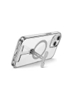 Apple iPhone 15 Kılıf Wiwu FYY-014 Magsafe Şarj Özellikli Alüminyum Alaşım Metal Standlı Şeffaf Kapak