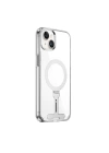 Apple iPhone 15 Plus Kılıf Wiwu FYY-014 Magsafe Şarj Özellikli Alüminyum Alaşım Metal Standlı Şeffaf Kapak