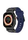 Apple Watch 44mm Zore KRD-101 Titanyum Metal Başlıklı Silikon Kordon