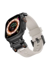 Apple Watch 7 45mm Zore KRD-101 Titanyum Metal Başlıklı Silikon Kordon