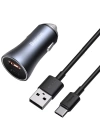 Baseus Golden Contactor Pro 40W USB + Type-C Hızlı Araç Şarj Başlığı +Kablo Seti
