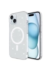 iPhone 14 Plus Kılıf Zore Magsafe Şarj Özellikli Simli Şeffaf Arka Yüzey Erdos Silikon Kapak