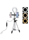 PULUZ Tripod 16cm Çift Telefon tutucu 6.2CM Led Işık Stand Youtuber,Canlı Yayın Selfie TikTok Makeup