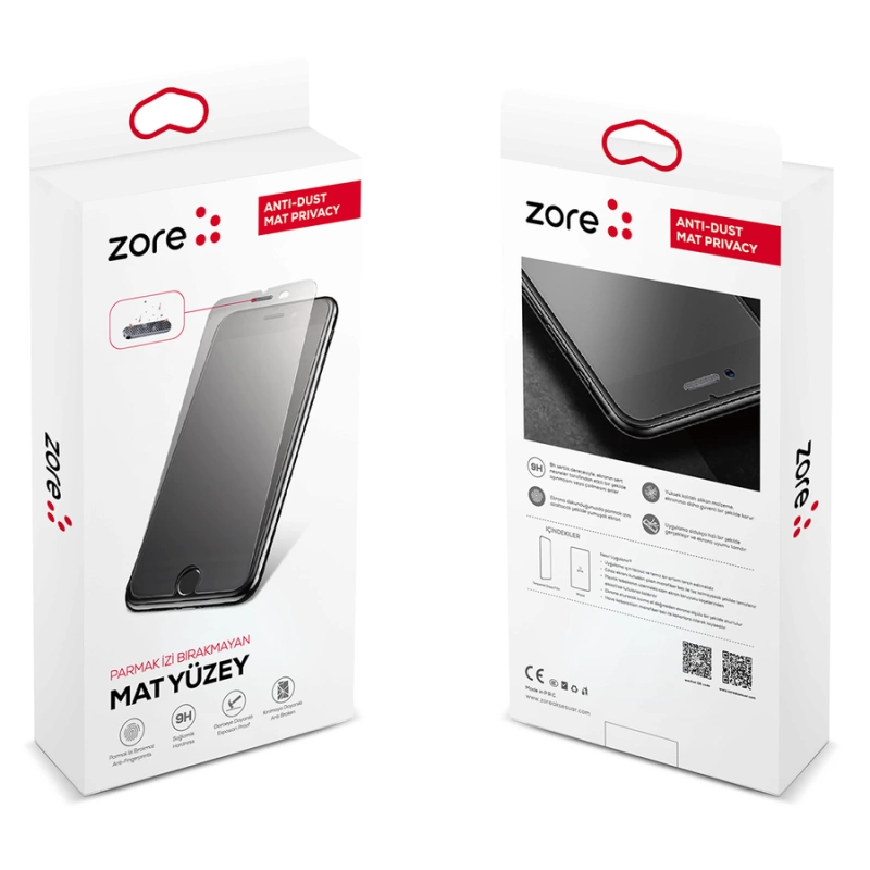 More TR Apple iPhone SE 2020 Zore Anti-Dust Mat Privacy Temperli Ekran Koruyucu
