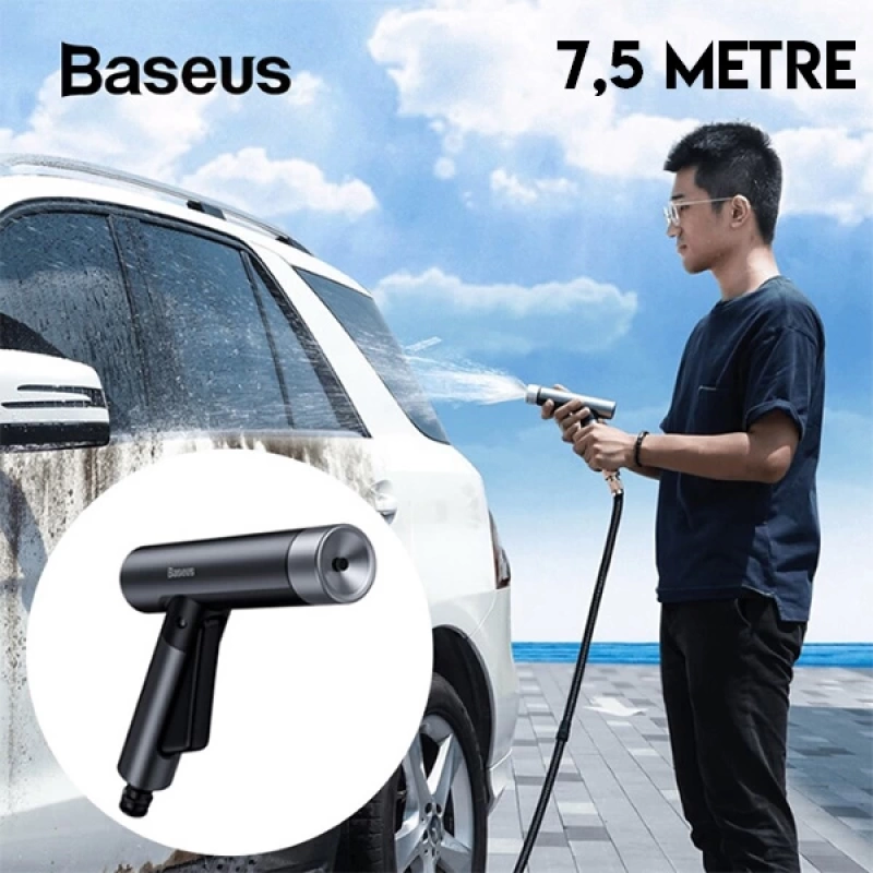 More TR Baseus 7.5 Metre Sihirli Araç Yıkama Bahçe Sulama Hortumu Simple Life Car Wash Spray Nozzle