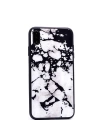 Apple iPhone XS Max 6.5 Kılıf Zore Mermer Desenli Ebruli Cam Kapak