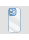 More TR Apple iPhone 14 Pro Kılıf Wiwu VCC-104 Lens Korumalı Renkli Kenar Arkası Şeffaf Vivid Clear Kapak