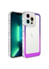 More TR Apple iPhone 14 Pro Max Kılıf Simli ve Renk Geçiş Tasarımlı Lens Korumalı Zore Park Kapak