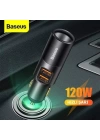 More TR BASEUS 120W Hızlı Şarj Araç Şarj Cihazı Ve Araç Çakmaklık Çift USB Çıkışlı