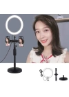 More TR PULUZ Çift Telefon tutucu 12CM Led Işık Stand Youtuber,Canlı Yayın Selfie TikTok Makeup