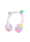 More TR Zore B30 RGB Led Işıklı Kedi Kulağı Band Tasarımı Ayarlanabilir Katlanabilir Kulak Üstü Bluetooth Kulaklık