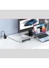 More TR Wiwu A821CH 8in1 Hub Bağlantı İstasyonlu Notebook Laptop Standı PD3.0/USB3.0/RJ45 (1000Mbps)/SD/TF/HDMI (4K@30Hz)