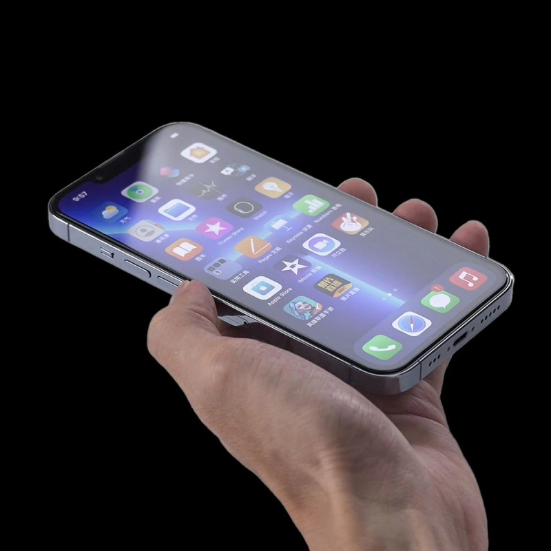 More TR Apple iPhone 12 Pro Max Zore Hizalama Aparatlı Hadid Glass Cam Ekran Koruyucu