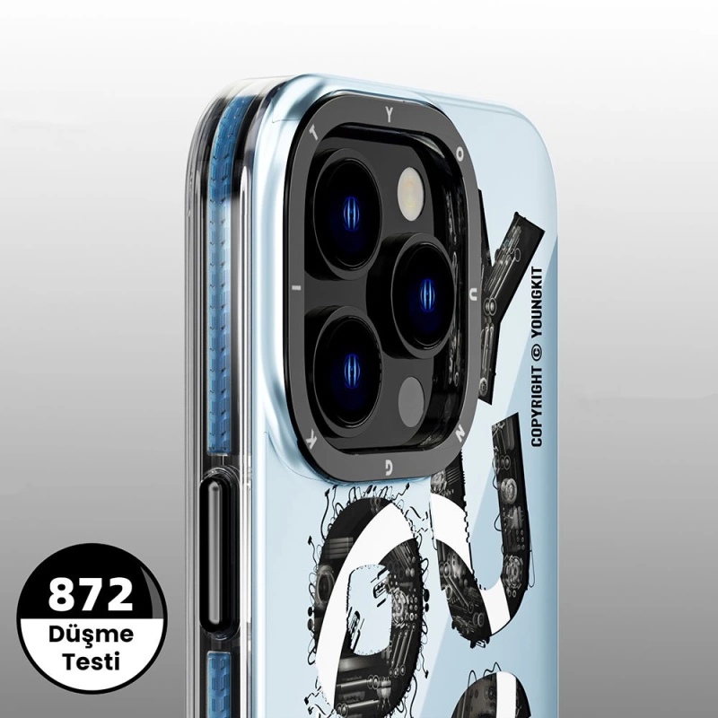 More TR Apple iPhone 14 Pro Kılıf Magsafe Şarj Özellikli Yazı Temalı YoungKit Mechanic Serisi Kapak