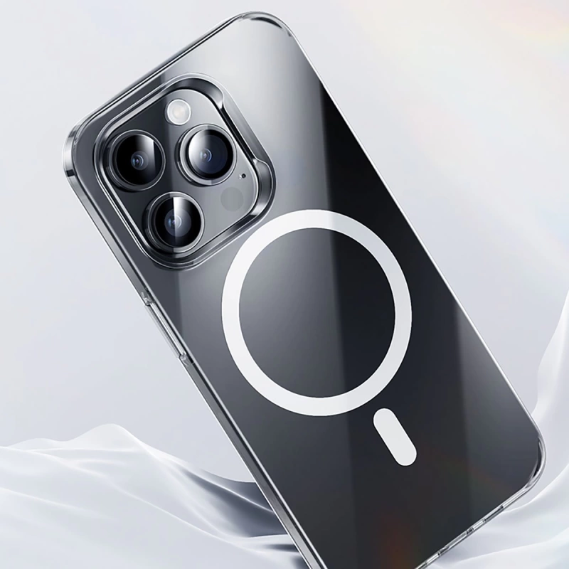More TR Apple iPhone 15 Pro Kılıf Magsafe Şarj Özellikli Benks ​​​​​​Crystal Serisi Şeffaf Kapak