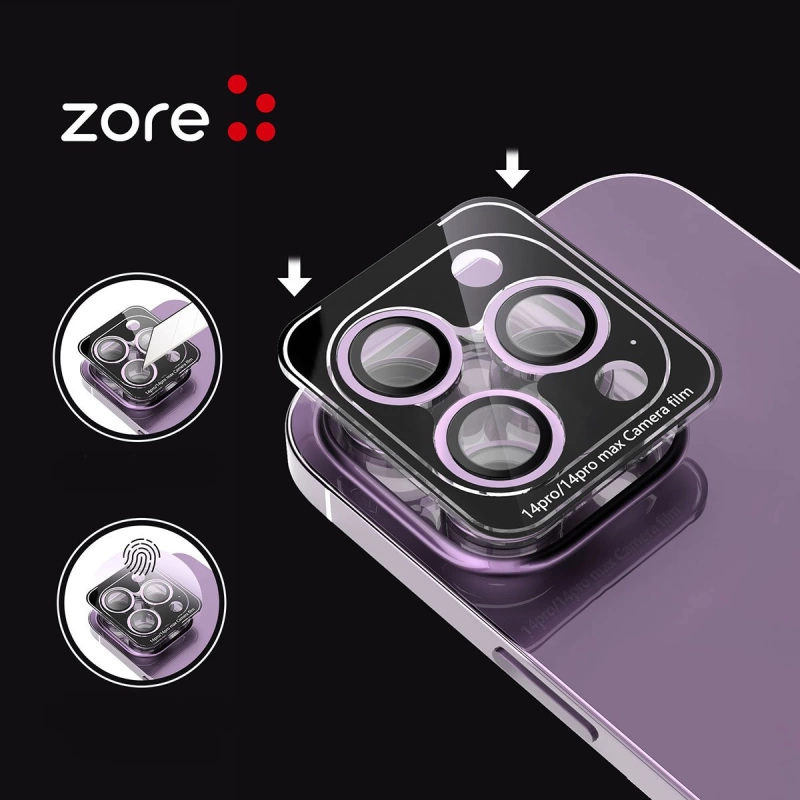 More TR Apple iPhone 15 Pro Max Zore CL-12 Premium Safir Parmak İzi Bırakmayan Anti-Reflective Kamera Lens Koruyucu