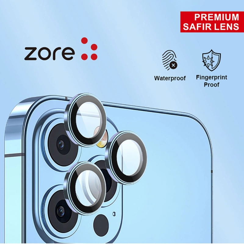 More TR Apple iPhone 15 Pro Zore CL-12 Premium Safir Parmak İzi Bırakmayan Anti-Reflective Kamera Lens Koruyucu
