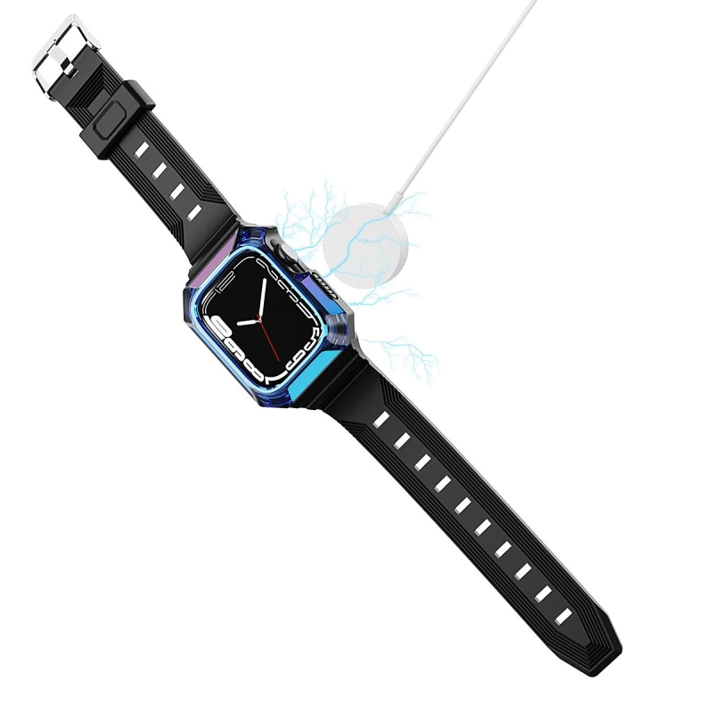 Apple Watch 44mm Zore KRD-88 Sert PC Kasa Koruyuculu Silikon Kordon