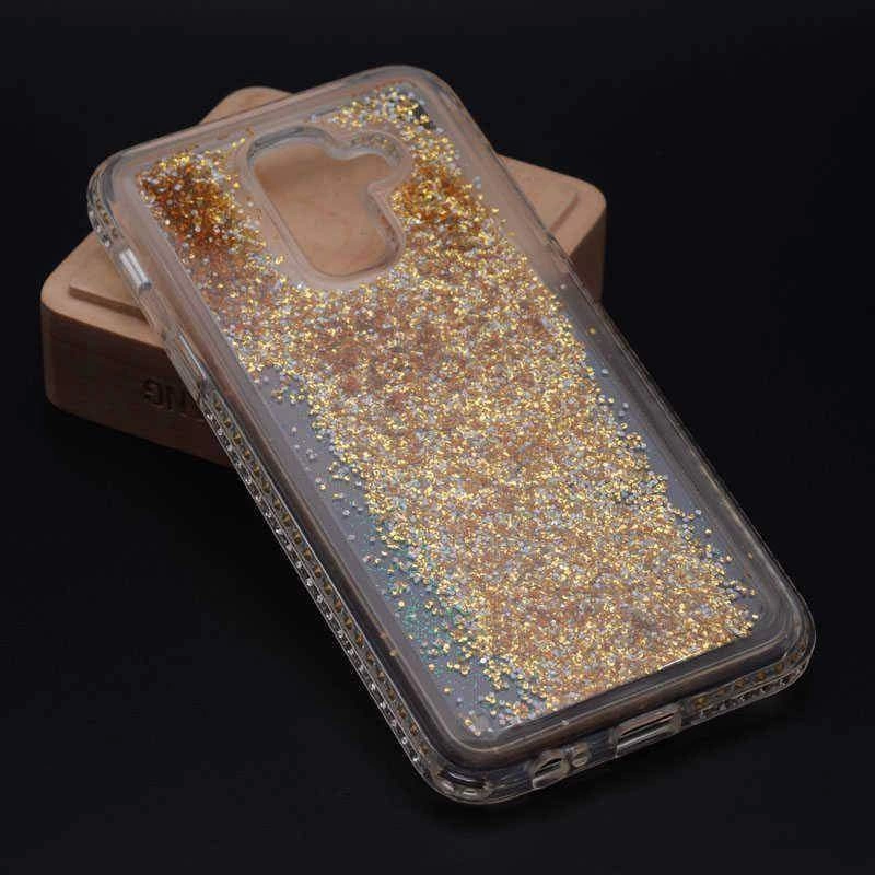 Galaxy J8 Kılıf Zore Sıralı Taşlı Sıvılı Silikon