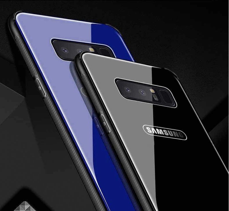 Galaxy Note 8 Kılıf Zore Düz Renkli Ebruli Cam Kapak