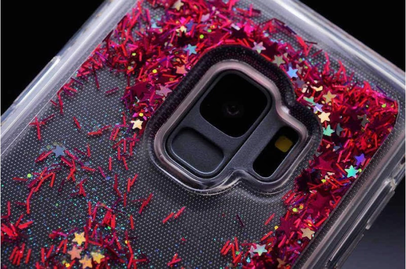 Galaxy S9 Kılıf Zore Sıralı Taşlı Sıvılı Silikon