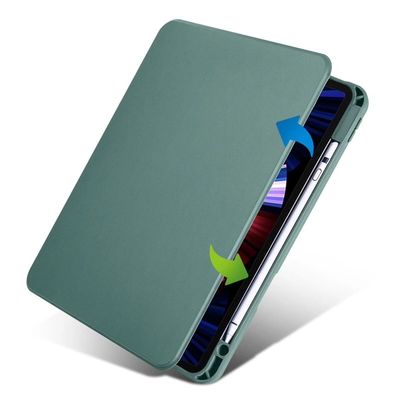 More TR Apple iPad Air 10.9 2020 (4.Nesil) Kılıf Zore Termik Kalem Bölmeli Dönebilen Standlı Kılıf