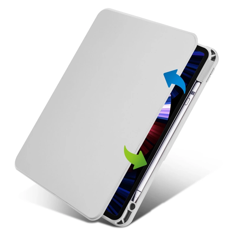 More TR Apple iPad Air 10.9 2022 (5.Nesil) Kılıf Zore Termik Kalem Bölmeli Dönebilen Standlı Kılıf