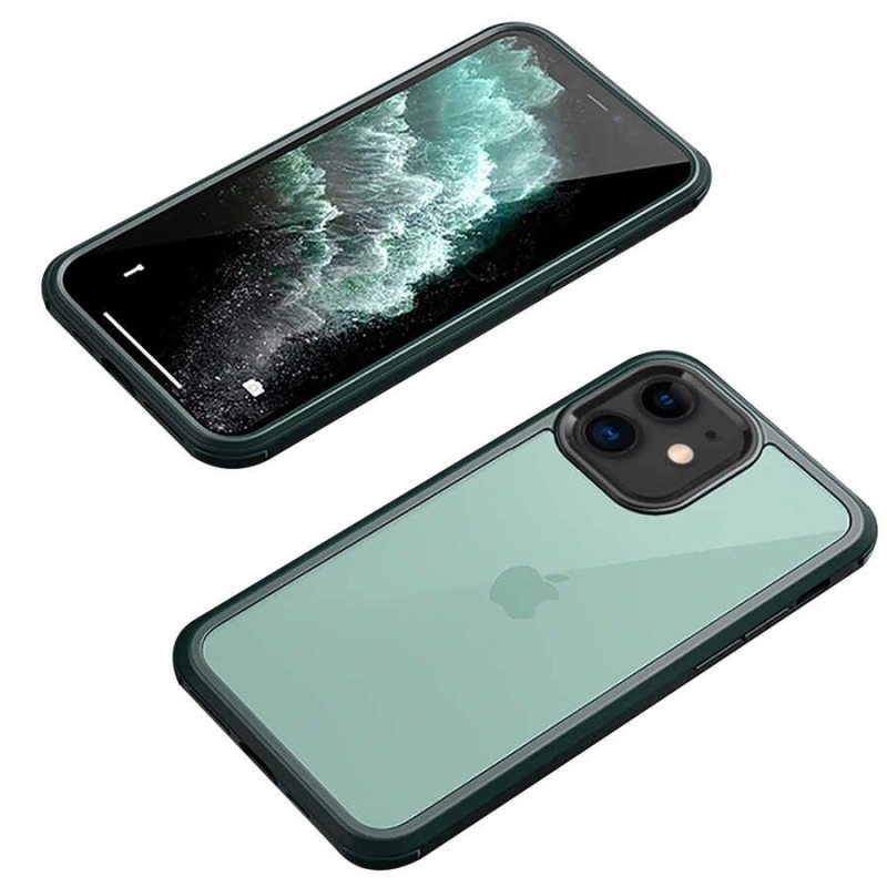 More TR Apple iPhone 12 Kılıf Zore Dor Silikon Temperli Cam Kapak
