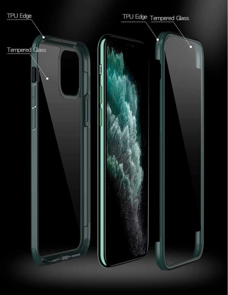 More TR Apple iPhone 12 Pro Kılıf Zore Dor Silikon Temperli Cam Kapak