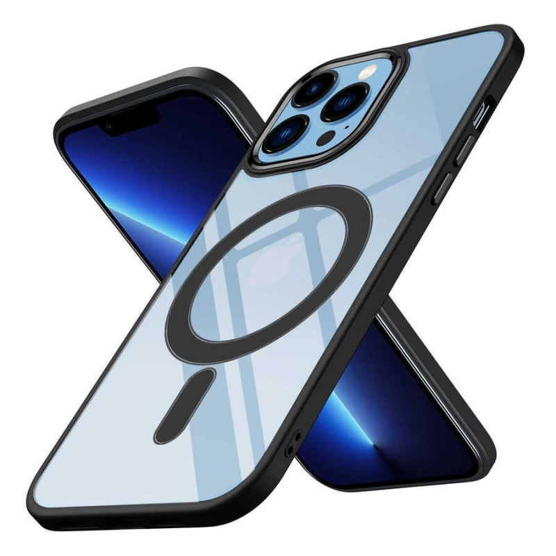 More TR Apple iPhone 13 Pro Max Kılıf Wireless Şarj Özellikli Zore Krom Magsafe Silikon Kapak