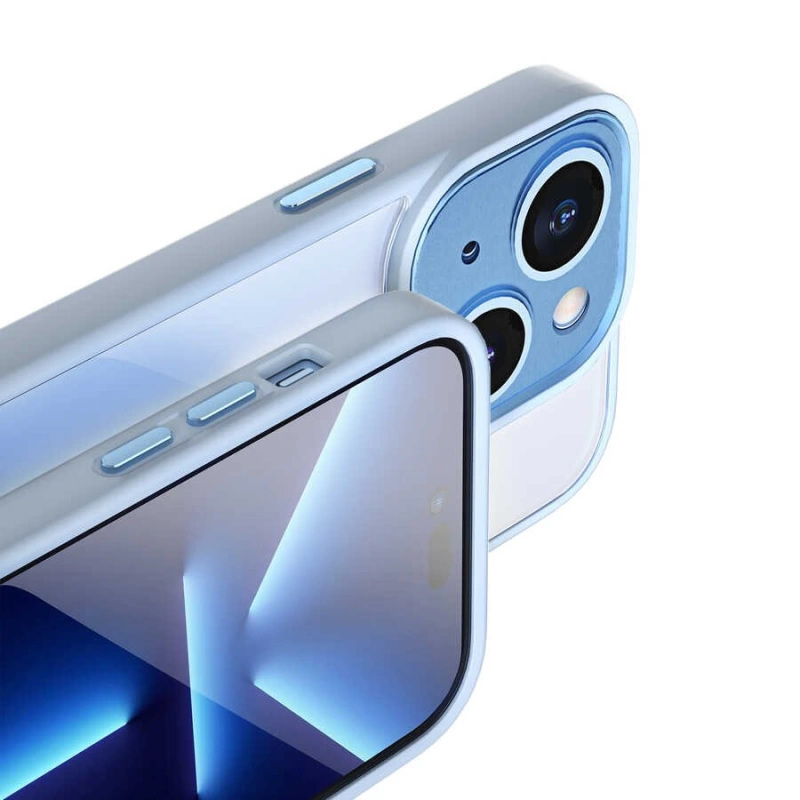 More TR Apple iPhone 14 Kılıf Wiwu Lens Korumalı Renkli Kenar Arkası Şeffaf Vivid Clear Kapak
