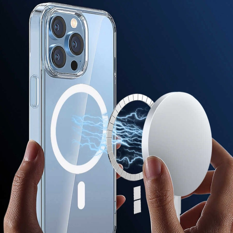 More TR Apple iPhone 14 Plus Wiwu Magsafe Şarj Özellikli Lens Korumalı Şeffaf Silikon Kapak