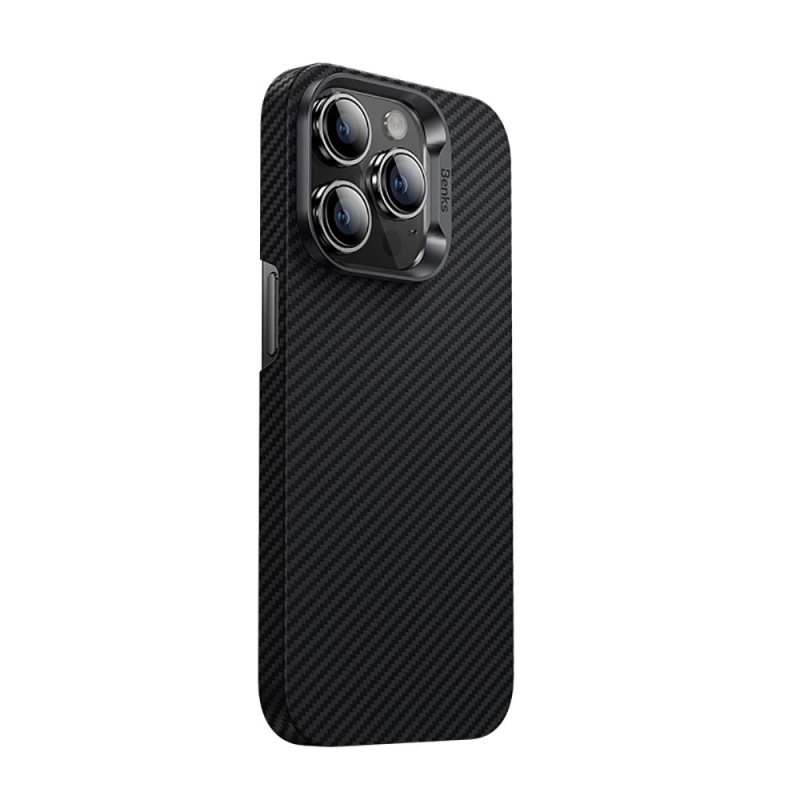 More TR Apple iPhone 14 Pro Kılıf Magsafe Özellikli Karbon Fiber Benks 600D Essential Kevlar Kapak