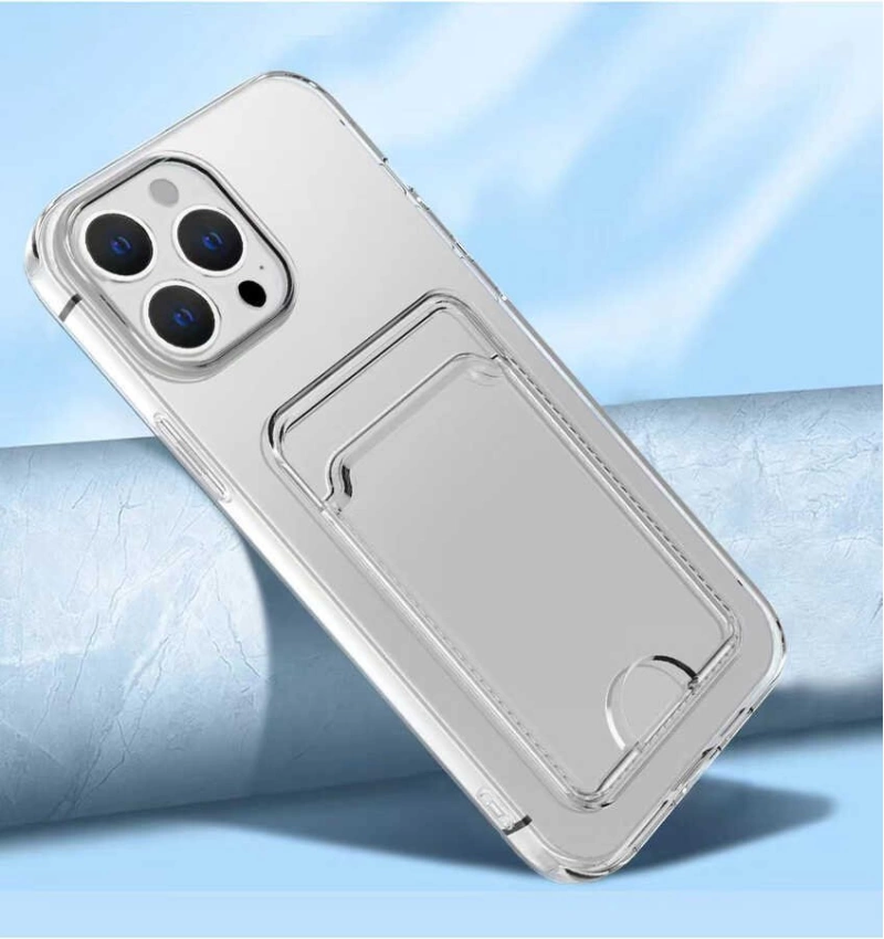 More TR Apple iPhone 14 Pro Max Kılıf Kartlıklı Şeffaf Zore Setra Clear Silikon Kapak