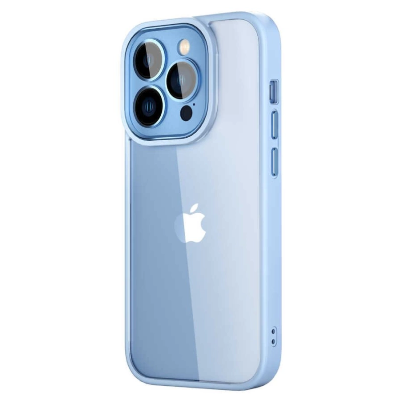 More TR Apple iPhone 14 Pro Max Kılıf Wiwu VCC-104 Lens Korumalı Renkli Kenar Arkası Şeffaf Vivid Clear Kapak