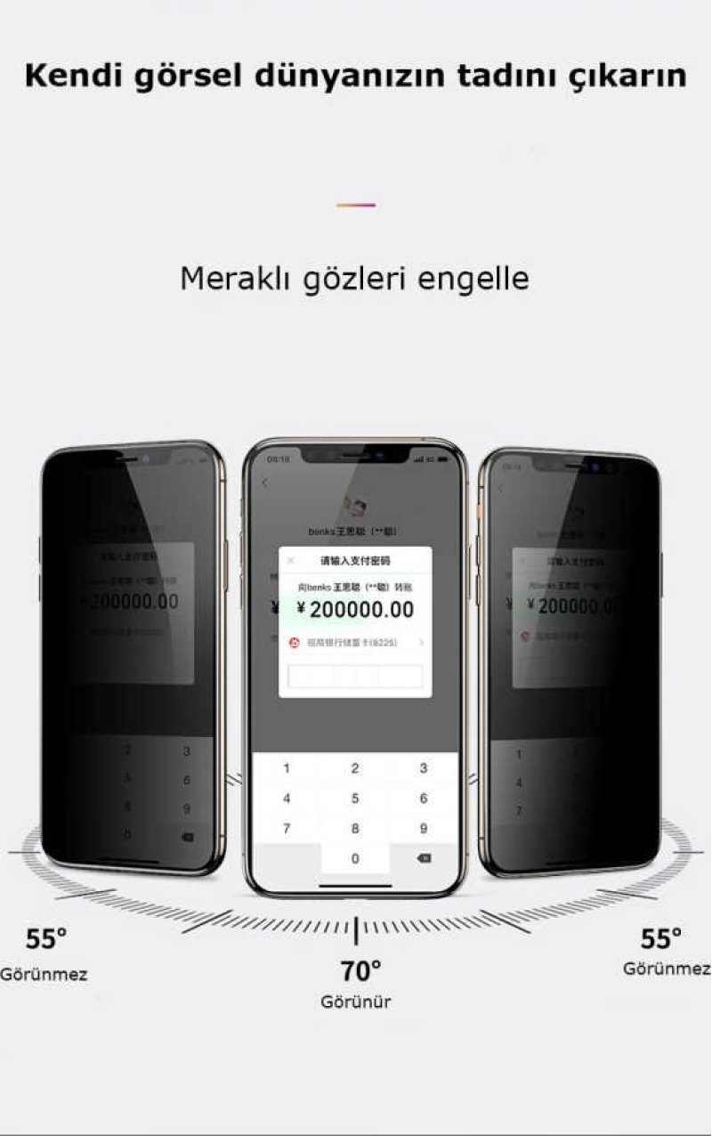More TR Apple iPhone 14 Zore Kor Privacy Cam Ekran Koruyucu