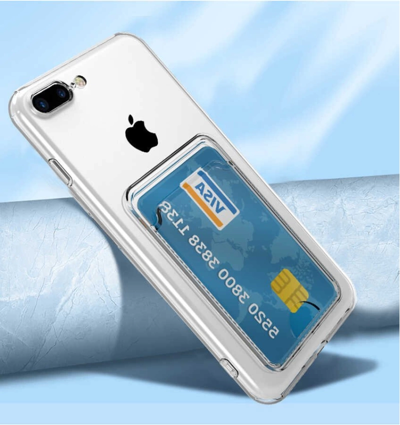 More TR Apple iPhone 7 Plus Kılıf Kartlıklı Şeffaf Zore Setra Clear Silikon Kapak