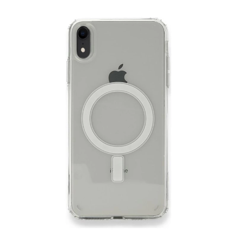 More TR Apple iPhone XR 6.1 Kılıf Magsafe Şarj Özellikli Şeffaf Sert PC Zore Embos Kapak